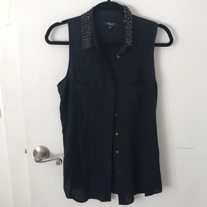 Madewell 100% Silk Sleeveless Button-Up Tank Top